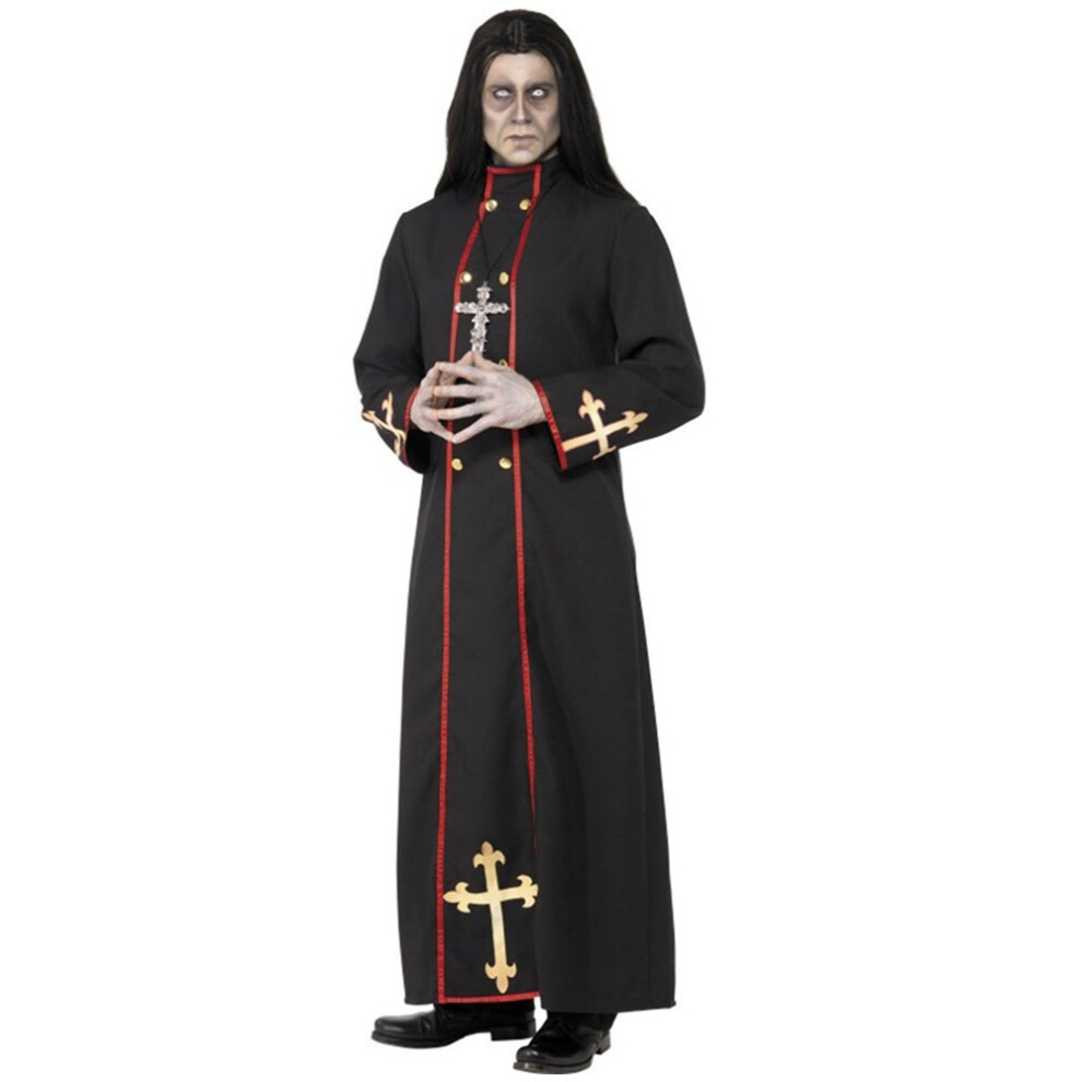 (M) Eerie Long Robe For Halloween Cosplay And Dramatic Stage Performance Events Black