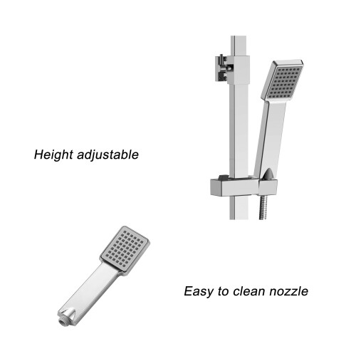 Shower Square Thermostatic Mixer Exposed Valve Head Chrome Silver 2