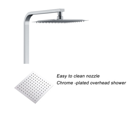Shower Square Thermostatic Mixer Exposed Valve Head Chrome Silver 1