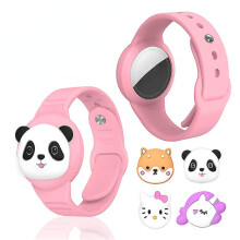 (Pink) 2pcs Airtag Holder For Kids, Airtag Bracelet For Kids, Cute Cartoon Diy Kid Air Tag Wristband Silicone Anti-lost Bracelet-ykc