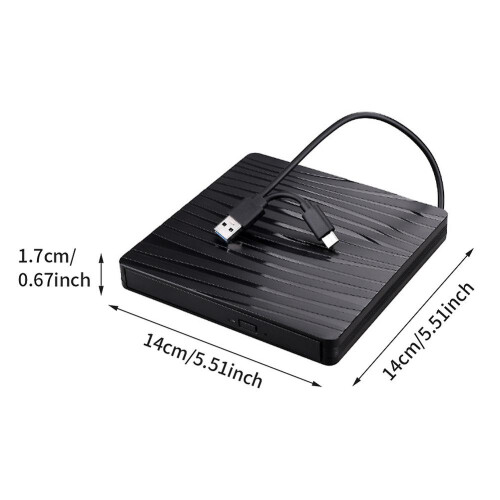 External DVD Drive CD Burner Desktop PC Black Type C Rewriter For Laptop Reader 1