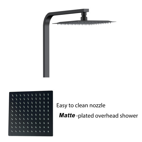 Shower Square Thermostatic Mixer Exposed Valve Head Matte Black 1
