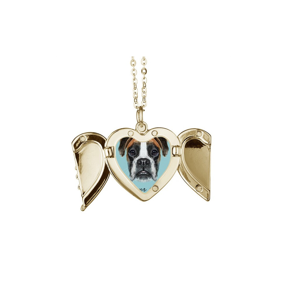 Photos - Pendant / Choker Necklace Lop-eard Boxer Dog Pet Animal Folded Wings Peach Heart Pendant Necklace