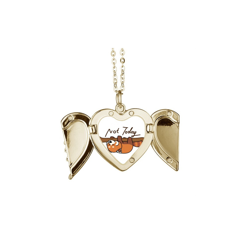 Photos - Pendant / Choker Necklace Panda Red Raccoon Bed Art Deco Fashion Folded Wings Peach Heart Pendant Necklace