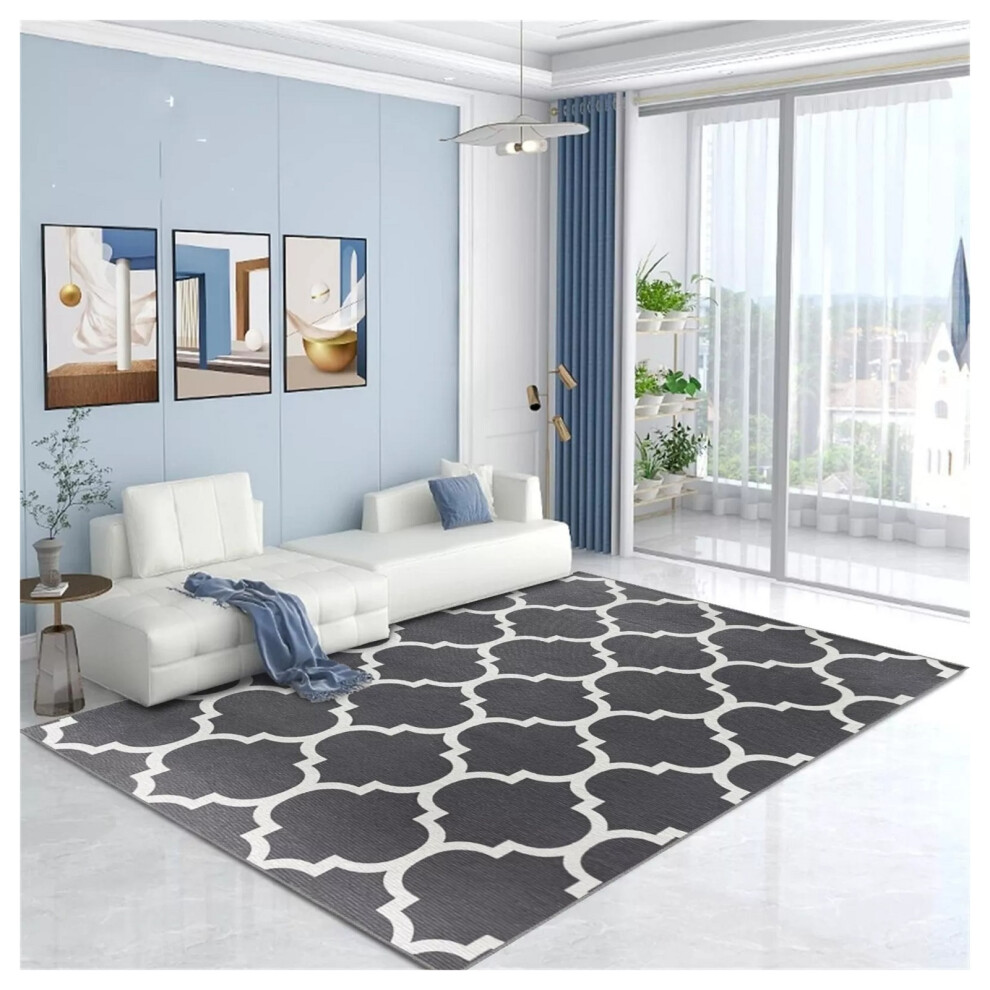 (80 x 150 cm (2 ft 6 in x 5 ft)_Large Runner Rug Floor Carpet, Ava Grey) Extra Large Rugs Living Room Printed Rug Runner