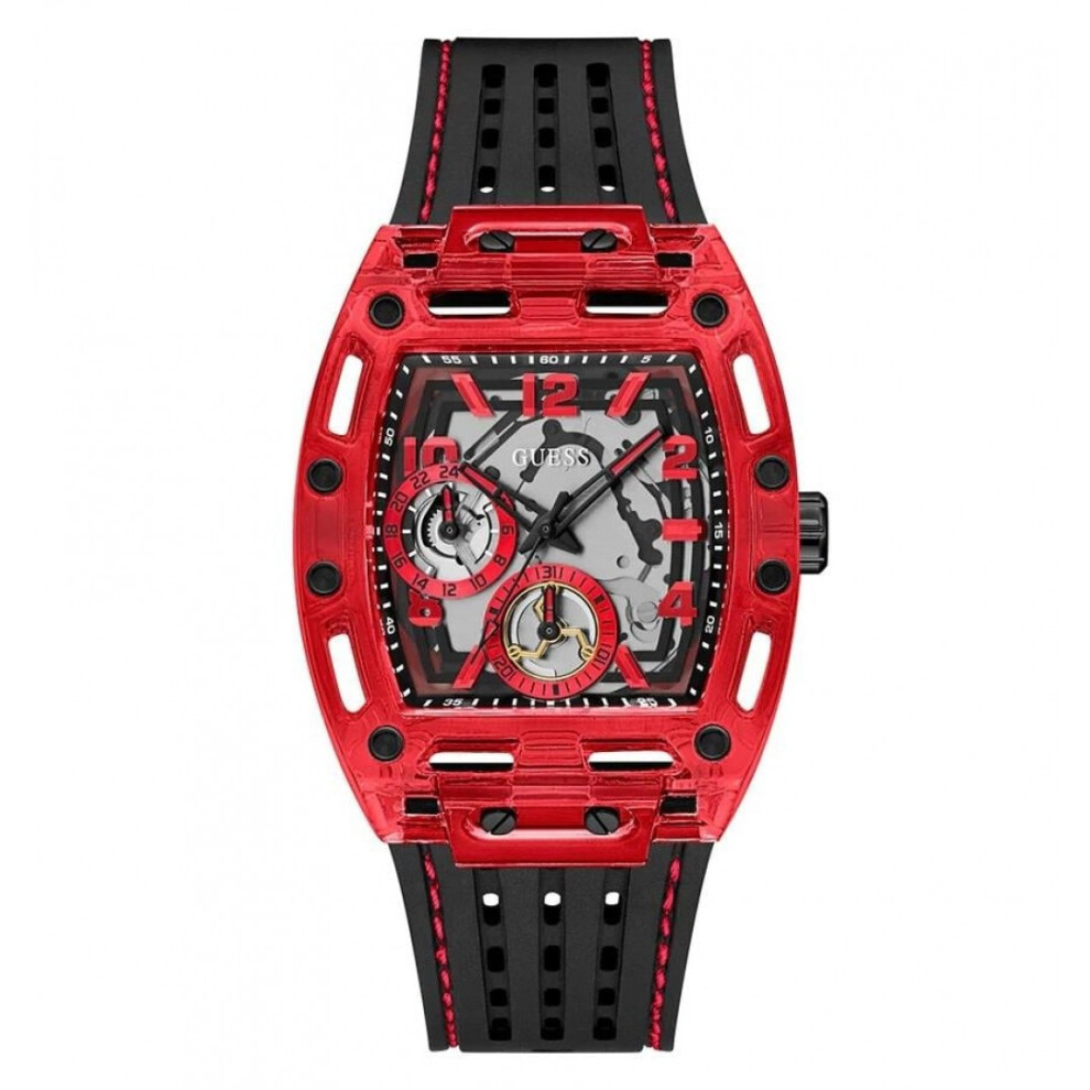 Guess Mens Black Red Multi-function Watch