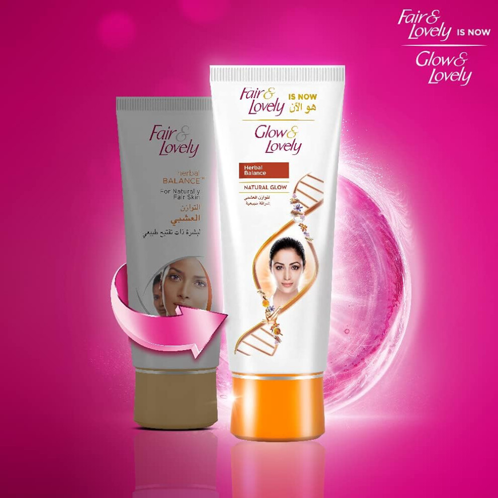 Fair & Lovely is Now GLOW & LOVELY Herbal Balance Face Cream |Natural Glowing Skin |Dark Spots & Scars Remover |Skin Brightening Moisturizer