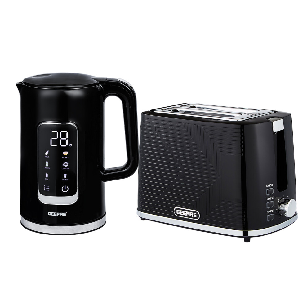 Geepas 1.7L Digital Electric Kettle & 2 Slice Bread Toaster Combo Set in Black - Image 4