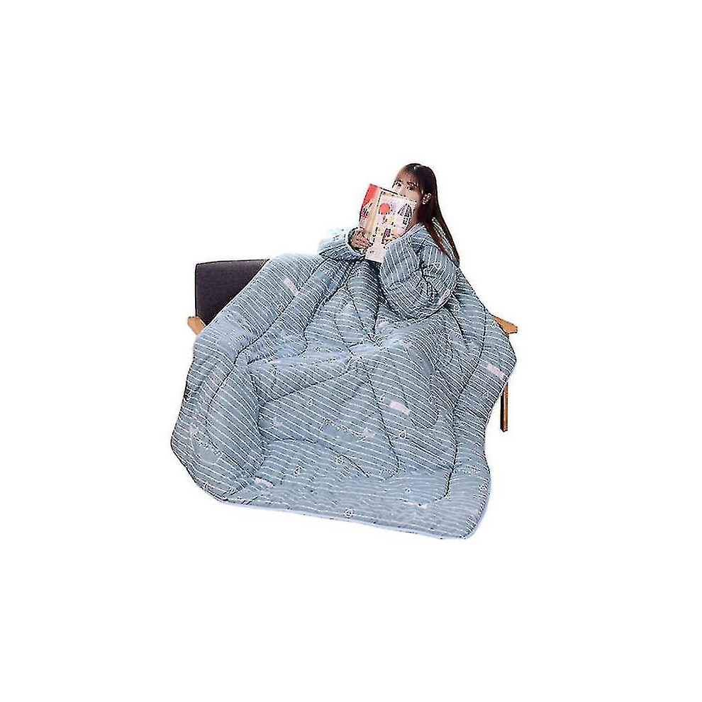 (Blue-whale) Wearable Blanket With Sleeves,winter Lazy Bed Couch Quilt