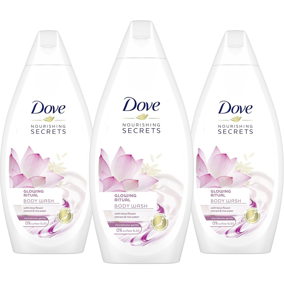 DOVE Nourishing Secrets Glowing Ritual Shower Gel Body wash With Lotus Flower Extract & Rice Milk 500ml Pack of 3