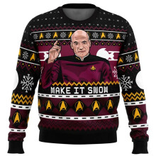 (XL) Captain Picard Star Trek Ugly Christmas Sweater Men Pullover Round Neck Long Sleeve Top Christmas 2025 New Sweatshirt