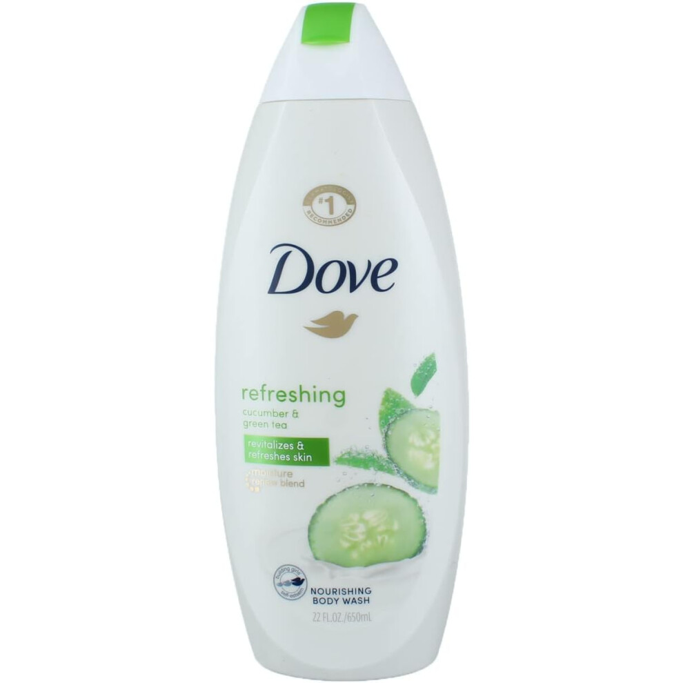 Dove Refreshing Cucumber & Tea Nourishing Body Wash 650Ml |Revitalizes & Refresh Skin |¼ Moisturising |Skin Conditioner |Shower Gel Green/Cream
