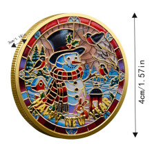 (C) Christmas Coin Santa Claus Snowman Challenge Coin Christmas Commemorative Collectible Coin Souvenir For Christmas Stocking
