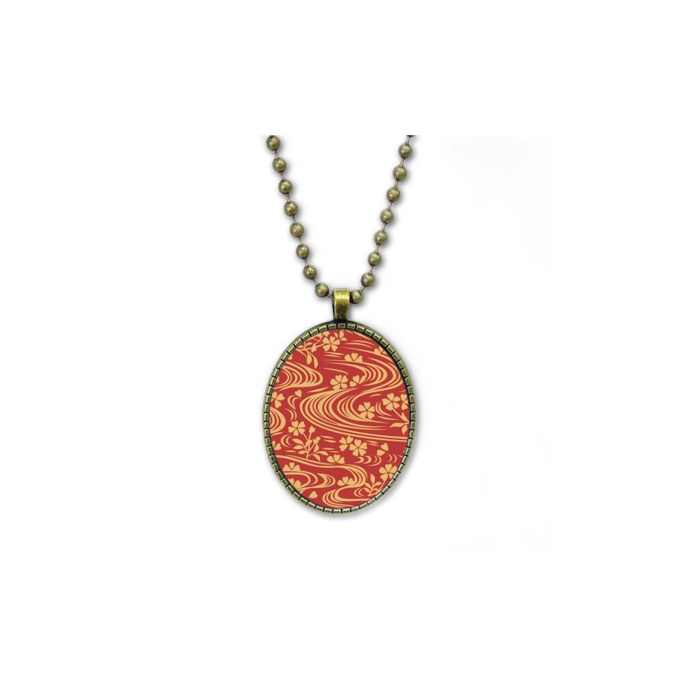 Photos - Pendant / Choker Necklace Curly Red Japanese Culture Flower Necklace Vintage Chain Bead Pendant Jewelry Collection