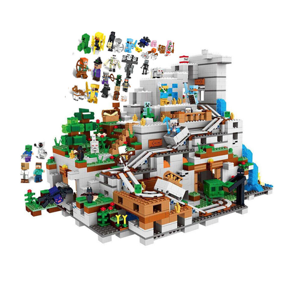 900PCS Minecraft Building Blocks Set with Minifigures The Mountain Cave My World Series Fit for LEGO