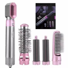 (Pink) 5 in 1 Electric Hair Dryer Blow Hair Curler Set Detachable Styler Hot Air Brush