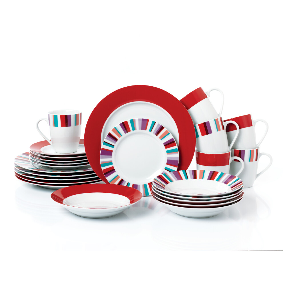 24pc Mix and Match Stripe Dinner Set