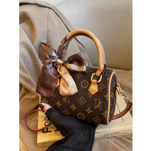 (Brown) New versatile handbag women's shoulder crossbody Boston bag for women