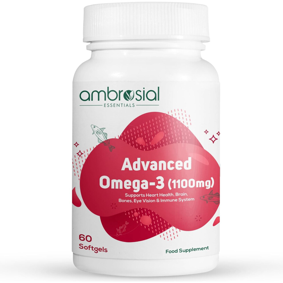 Ambrosial Advanced Omega 3 1100mg  360mg EPA & 240mg DHA  60 Softgels