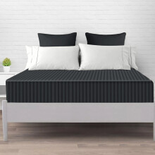 (Double Bed Fitted Sheet 40cm Stripe Pattern, BLACK) Extra Deep 40CM Fitted Sheets Stripe Bed Sheet UK