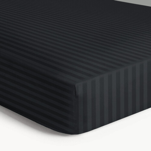 Imperial Rooms (King Bed Fitted Sheet 40cm Stripe Pattern, BLACK) Extra Deep 40CM Fitted Sheets Stripe Bed Sheet UK 2