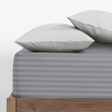 (Super King Bed Fitted Sheet 40cm Stripe Pattern, GREY) Extra Deep 40CM Fitted Sheets Stripe Bed Sheet UK