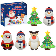 4PCS Christmas Mochi Squishy Toys, Santa Snowman Xmas Tree Claus Bear