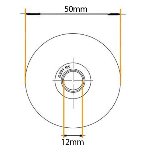 50 mm V-Rillenrad mit 1 Kugellager 2