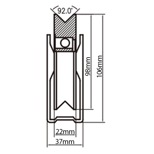 100 mm V-groef wiel in vaste beugel 1