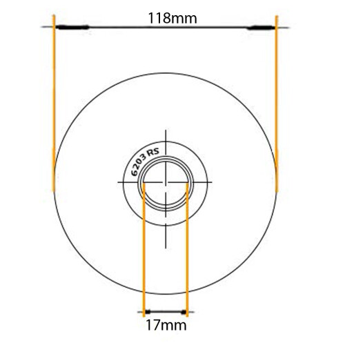 120 mm V-groef wiel met 2 kogellagers 2