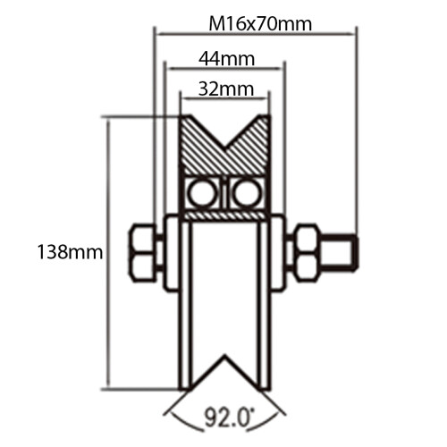 140mm V-Rillenrad 2 Kugellager 1