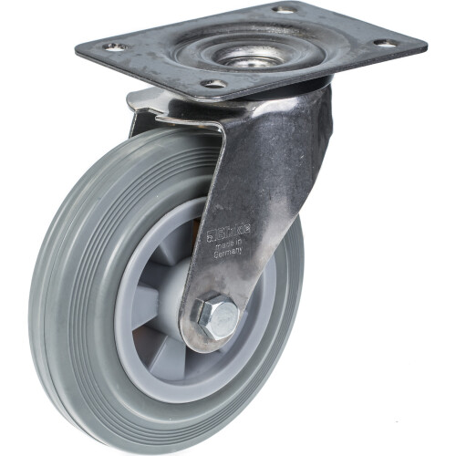 Parnells Caoutchouc roin gris Castor de 160 mm 6", pivotant et fixe, 540 kg, ensemble de 4 1