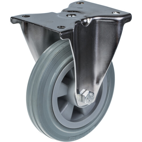 Parnells Caoutchouc roin gris Castor de 160 mm 6", pivotant et fixe, 540 kg, ensemble de 4 2