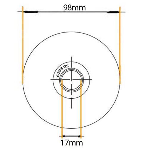 Roue ronde à rainures de 100 mm avec 1 roulement à billes 2