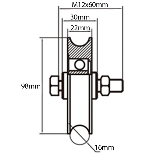 Roue ronde à rainures de 100 mm avec 1 roulement à billes 1
