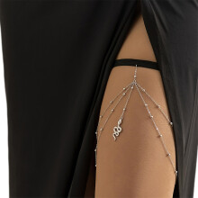 (White) Sexy Dangle Snake/flower Tassel Leg Chain Women Harajuku Thigh Garter Leg Chain