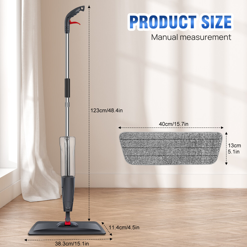 Youseahome Spray Mop Floor Mop, Dry Wet Mop, 360 Degree Rotating Mop Home Kitchen Mop Floor Cleaning With Microfibre Pad