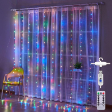 (withhookwhite, 9.8*6.6ft) 9.8ft Curtain Lights with Remote Control, 300 LEDs 8 Modes USB Star Light String Lights for Christmas New Year, Room, Garden, Wedding, Party Decoratio