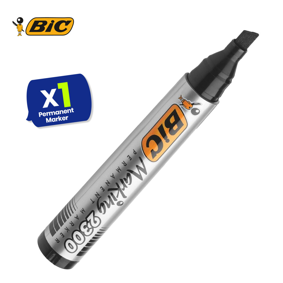 BIC ECOlution 2300 Permanent Marker Pen - Red Thick Chisel Tip