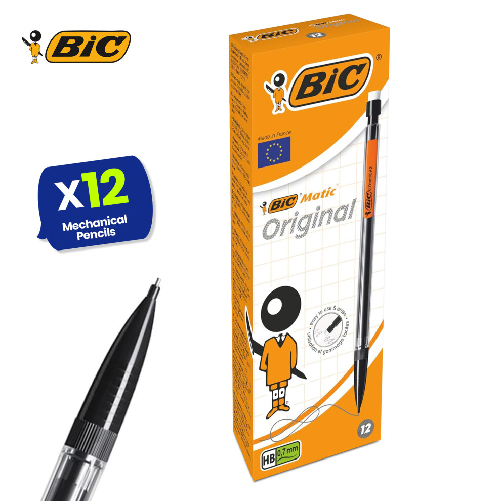 BIC Matic Original Mechanical Pencils 12 Pack 0.7mm Assorted Colours