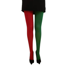 (Red and green) Two-toned Tights Women Opaque Tights Footed Leggings Christmas Cosplay Costume
