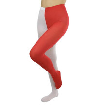 (Red and white) Two-toned Tights Women Opaque Tights Footed Leggings Christmas Cosplay Costume