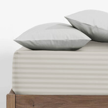 (Double Bed Fitted Sheet 40cm Stripe Pattern, SILVER) Extra Deep 40CM Fitted Sheets Stripe Bed Sheet UK