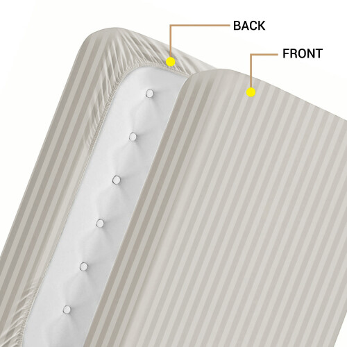Imperial Rooms (Double Bed Fitted Sheet 40cm Stripe Pattern, SILVER) Extra Deep 40CM Fitted Sheets Stripe Bed Sheet UK 2