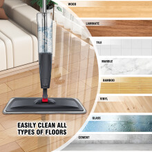 Mop with Spray Function, Spray Mop, 360 Degree Rotating Floor Mop with Microfibre Pad and 700ML Water Tanks for All Floor