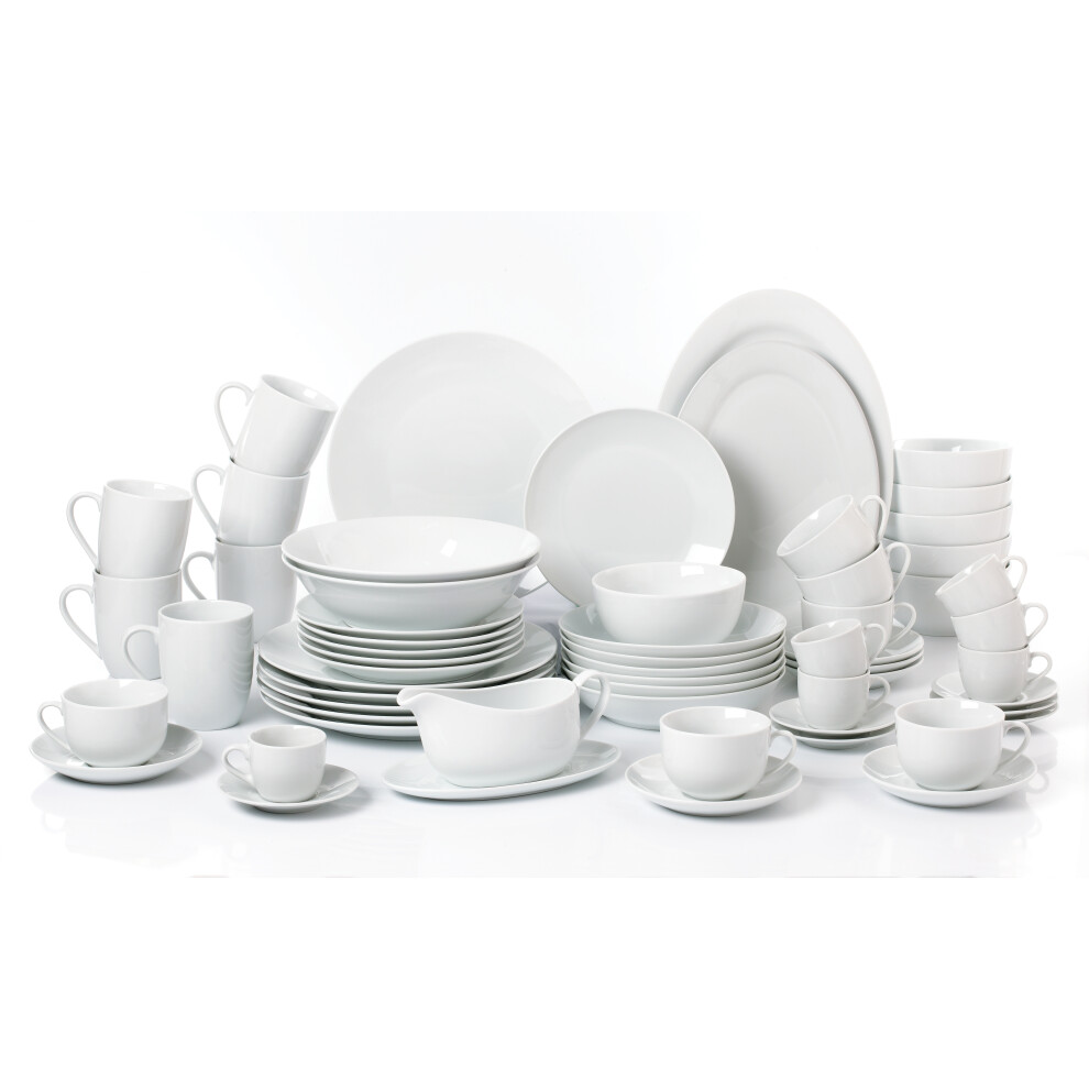 60pc White Coupe Dinner Set