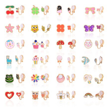 MAINYU 24 Pairs Clip on Earrings for Girls Animal Clipon Earrings for Little Girls Colorful Non Piercing Clip On Earrings