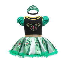 (green, 12-18 Months) Elsa Anna Cinderella Snow White Fancy Dress up Romper + Headband Halloween Christmas Carnival Cosplay Birthday Party