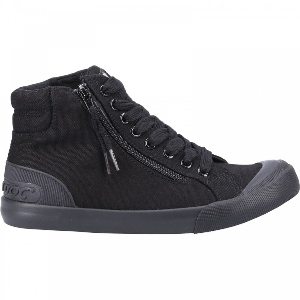 (4 (Adults')) Jazzin Hi 12A Canvas | Black | Ladies High-Top Trainers