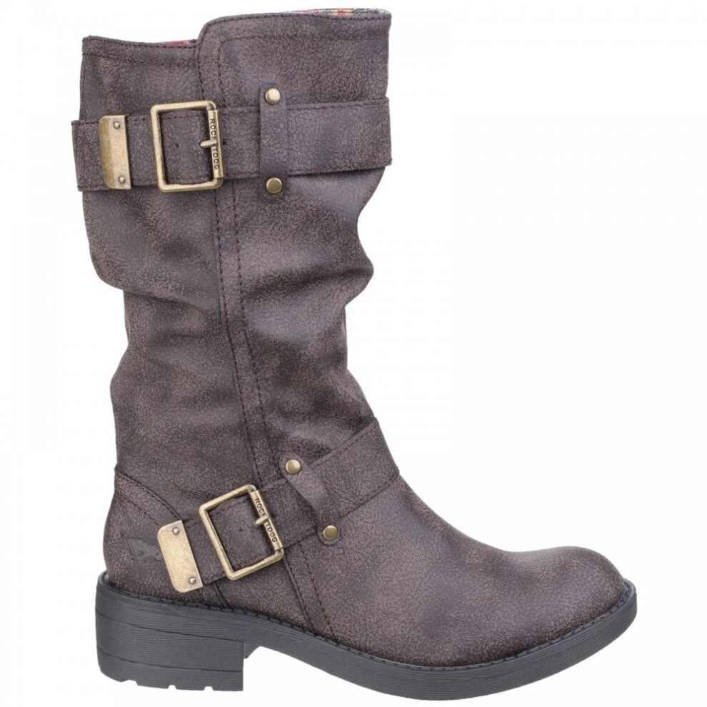 (4 (Adults')) Trumble | Brown | Women's Mid-Calf Biker Boots